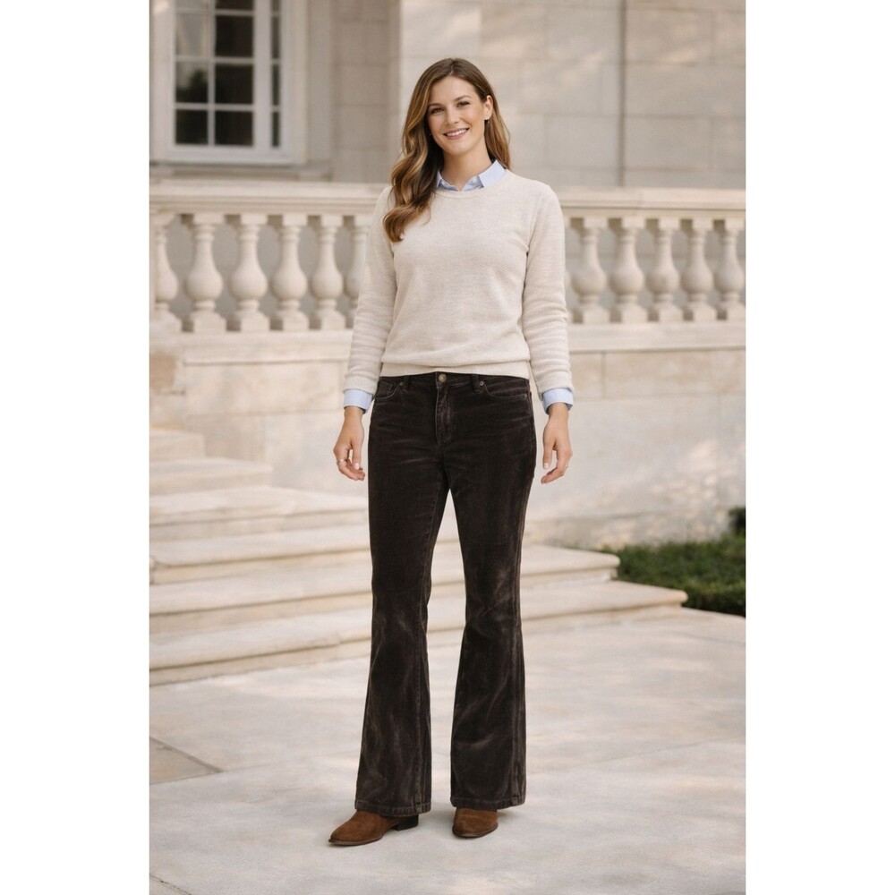 ANTHROPOLOGIE PILCRO New Brown Bootcut Flare Jeans 27 Stretch Velvet Women's